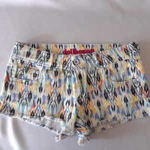 Dollhouse Multicolored Frayed Denim Short Shorts